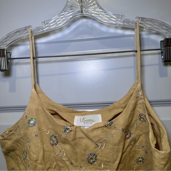 V. Sierra Mejico Tan-Yellow Embroidered/Sequin Tank size L - Picture 5 of 9